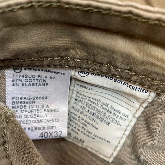 AG Adriano Goldschmied The Graduate Mens 40x28 Tailored Leg Stretch Olive Green - Picture 8 of 8